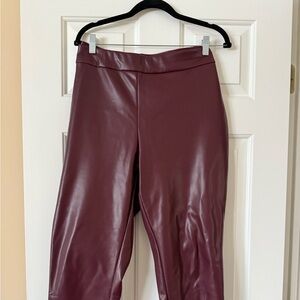 Women’s Bar III Burgundy Faux Leather Leggings/Pants. Size XL.